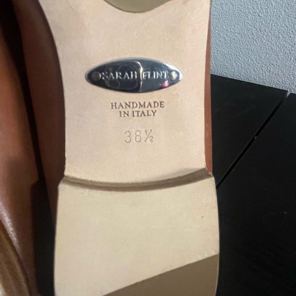 Sarah Flint Tan Leather Flats with Bow - Picture 4 of 5